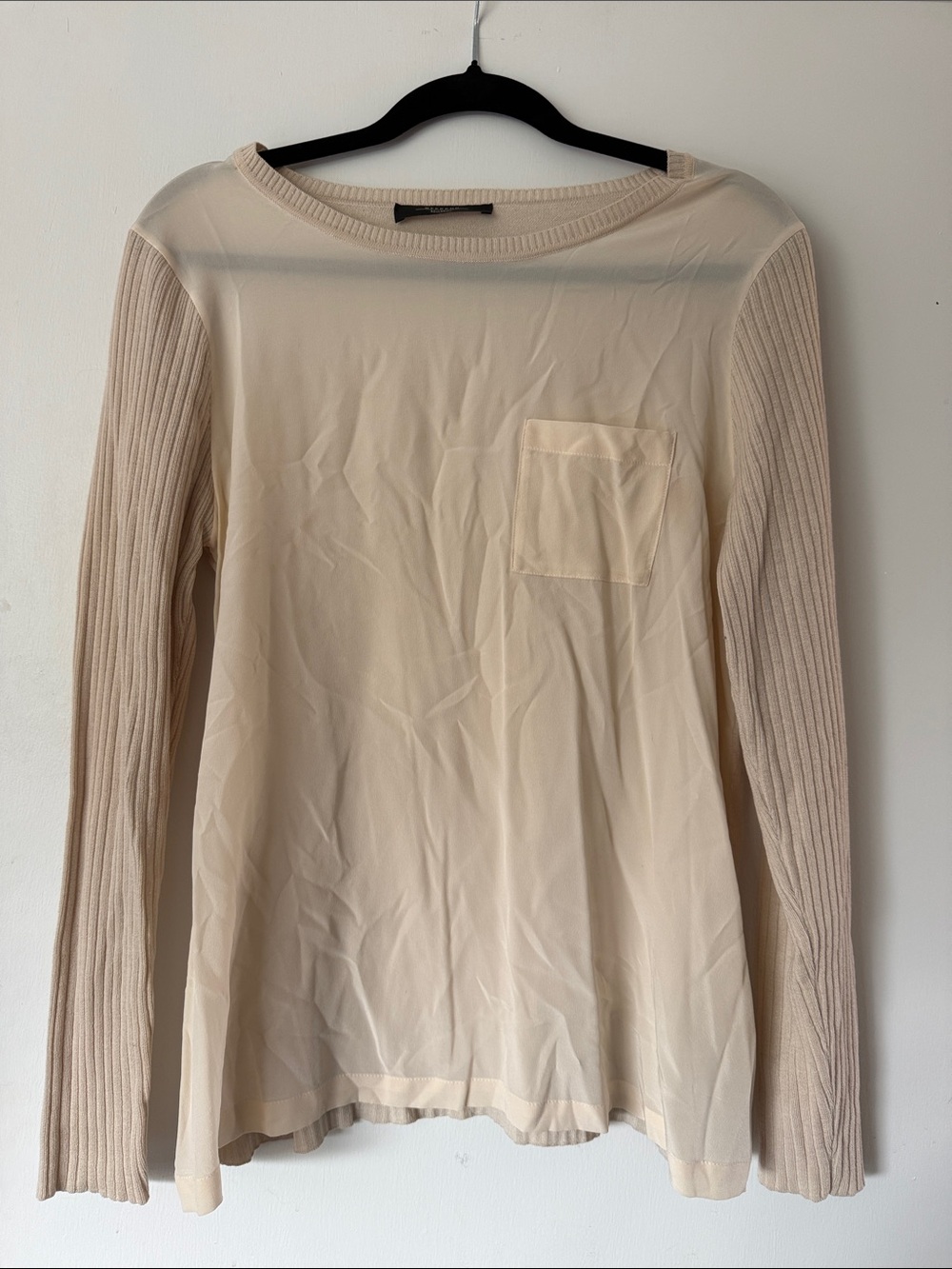 Weekend MaxMara Cream Long-Sleeve Mixed-silk and sweater